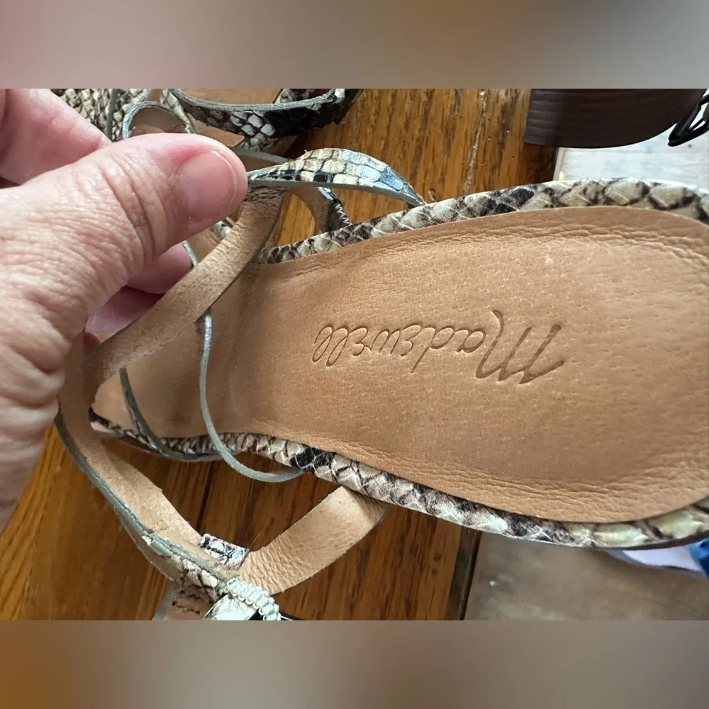 Madewell The Edie‎ Sandal in Snake Embossed Leather 9.5 Style AH726